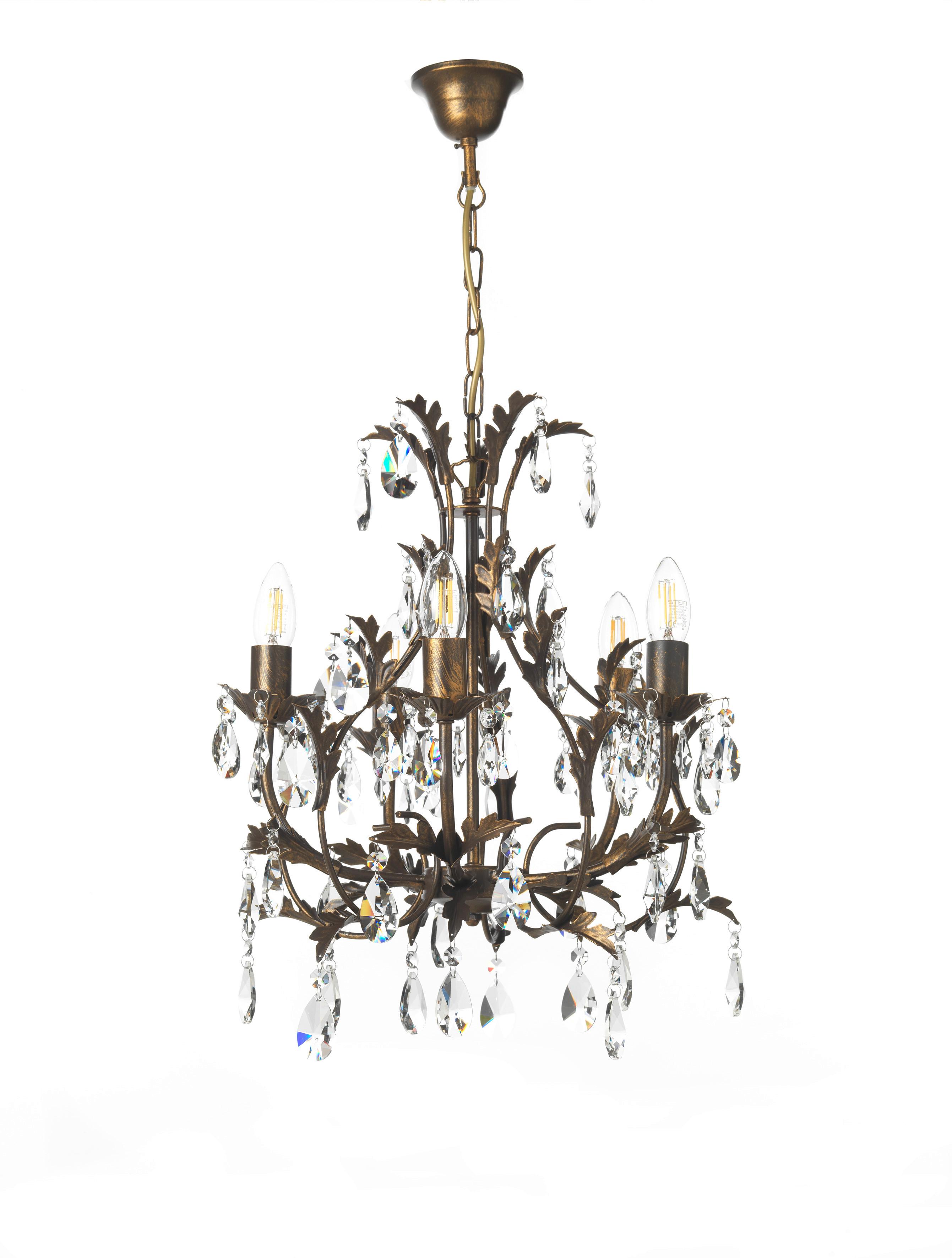 Kristall-Hängeleuchte 4706/5 - Bronzefarben, KONVENTIONELL, Glas/Metall (42/80cm)