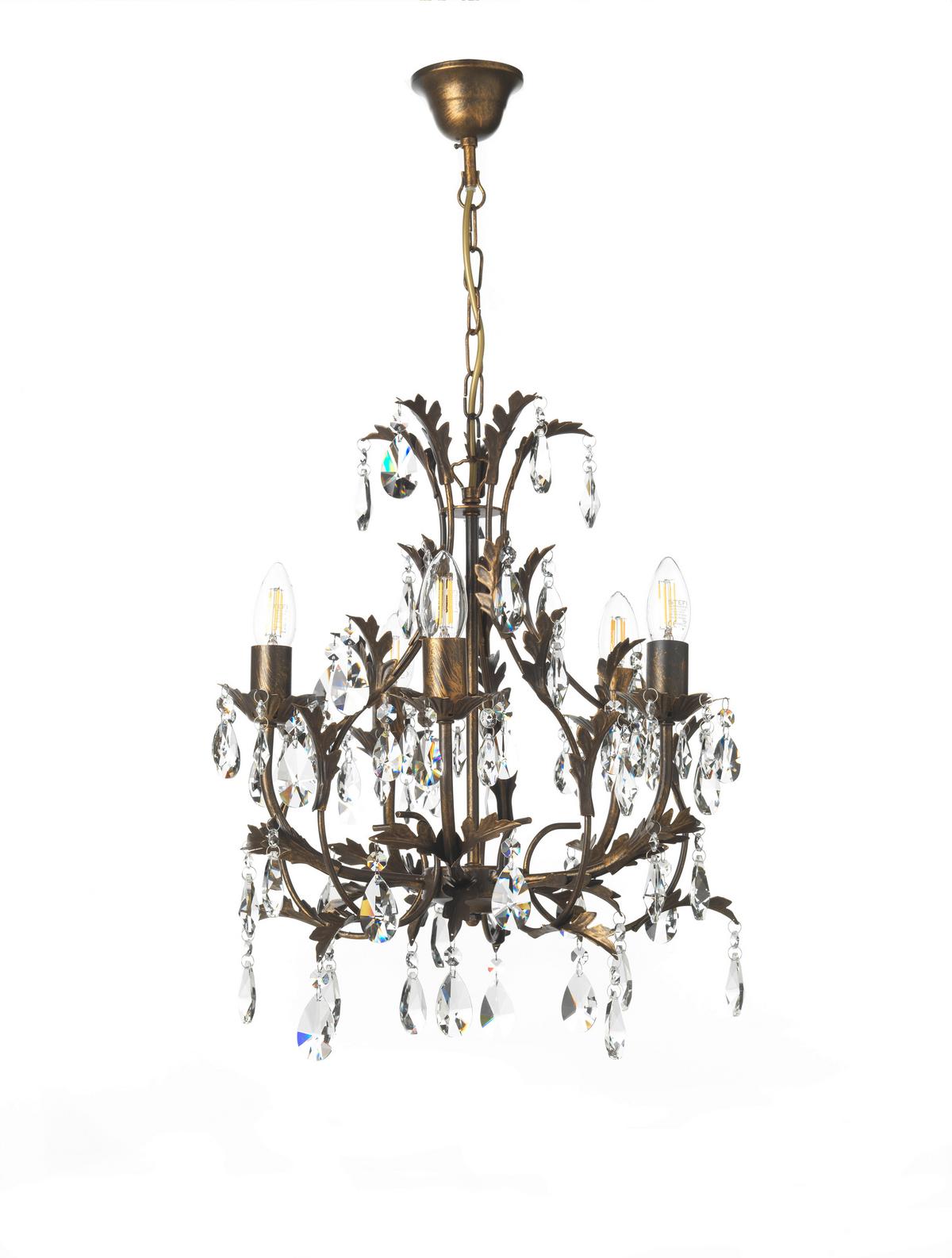 Kristall-hängeleuchte 4706/5 - Bronzefarben, KONVENTIONELL, Glas/Metall (42/80cm)