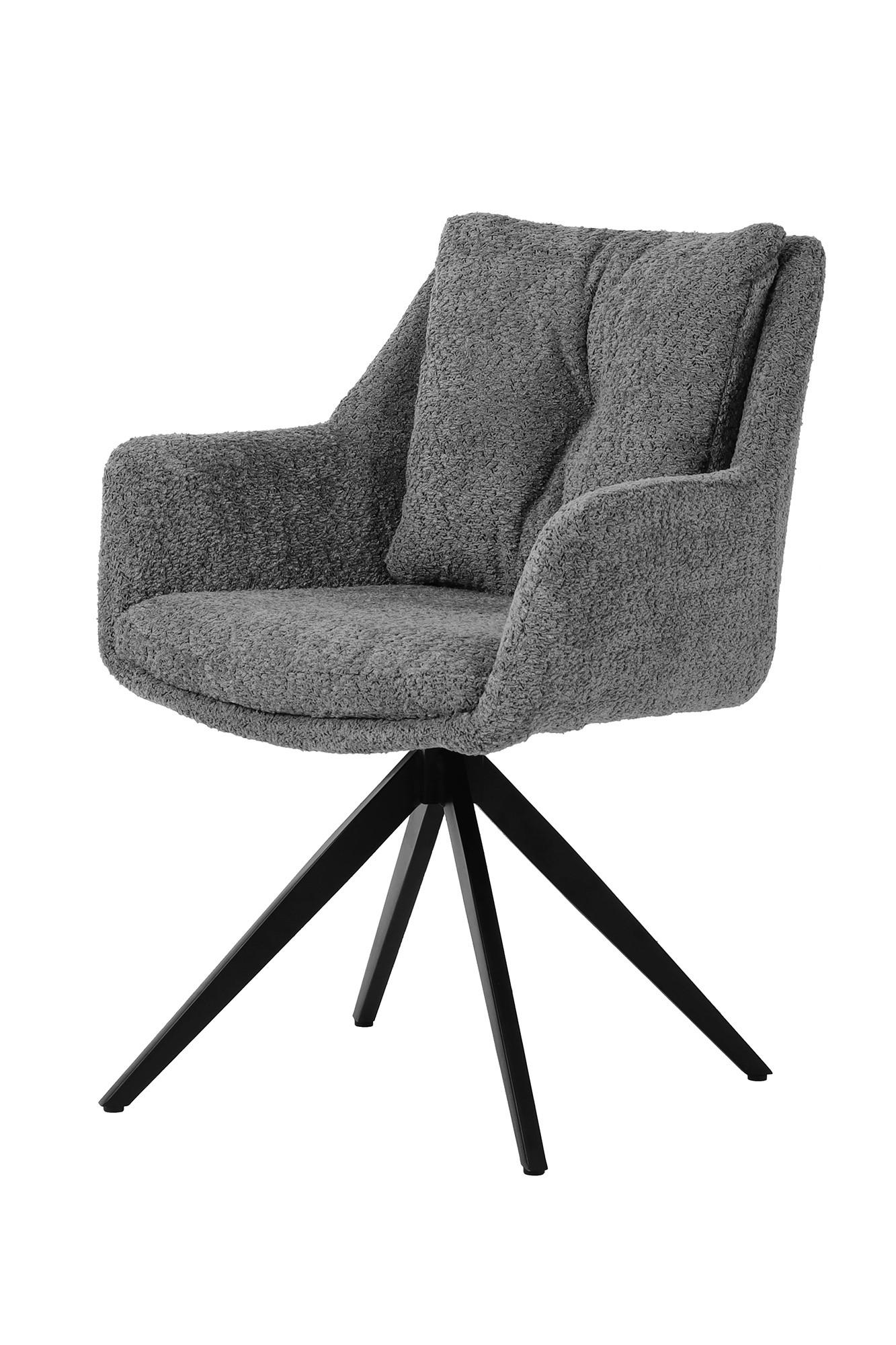 ARMLEHNSTUHL Schwarz/Grau B: 65,5cm - Schwarz/Grau, MODERN, Textil/Metall (65,5/84,5/66cm) - MID.YOU