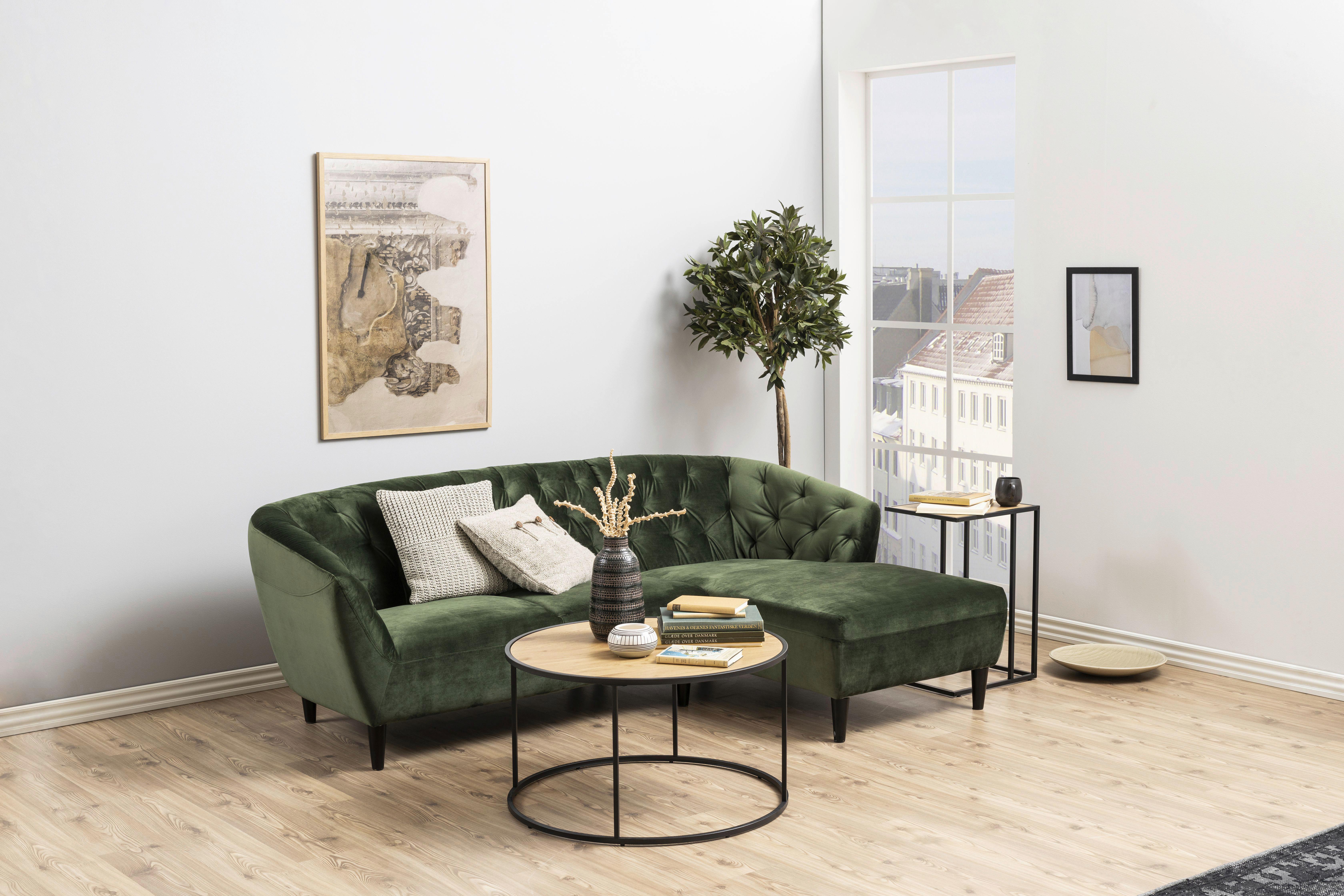 Couchtisch Seaford - Eichefarben/Schwarz, Design, Holzwerkstoff/Metall (80/80/45cm) - MID.YOU