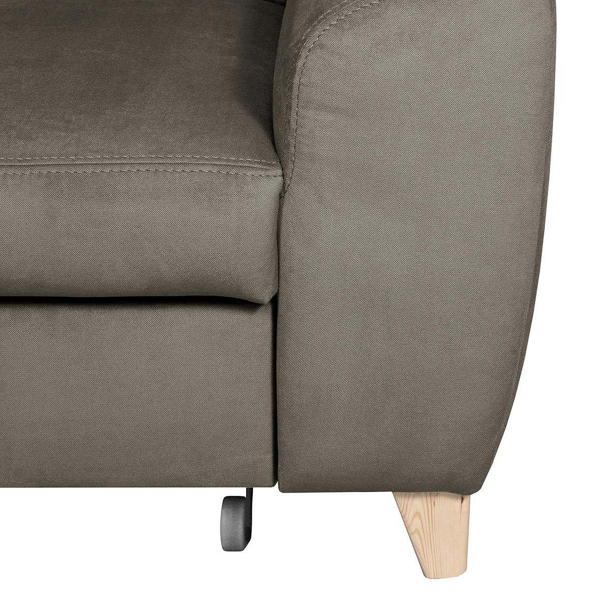 Ecksofa Aspen Mit Bettkasten Webstoff Graubraun 208x245 Cm - Graubraun/Buchefarben, Design, Textil (208/245cm) - Livetastic