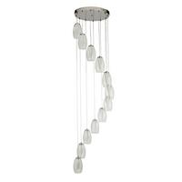 Led Függőlámpa 97291-12cl - krómszínű/átlátszó, Design, üveg/textil (52/200/52cm)