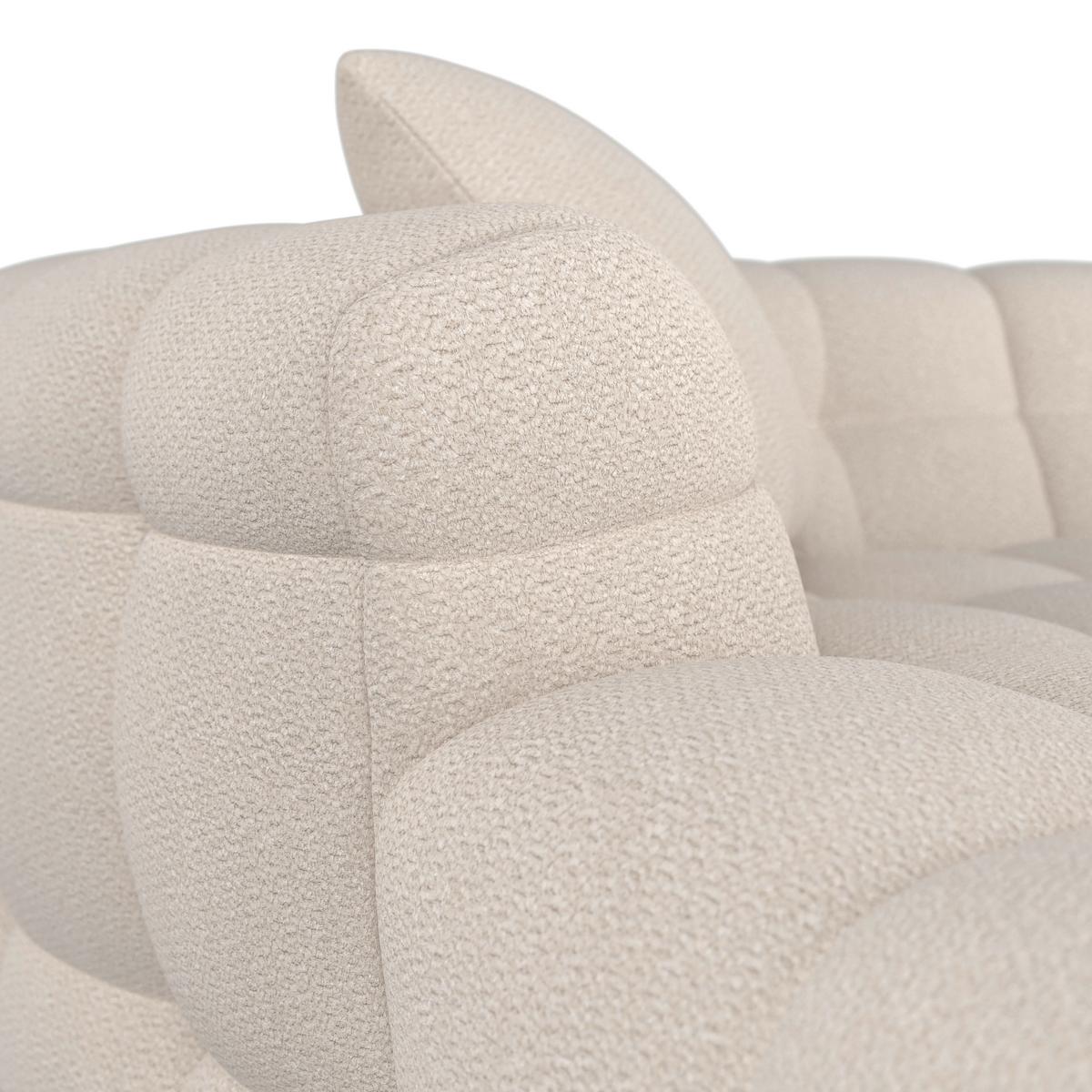 Sedací souprava MAGDA, oboustranná, bílé buklé - černá/krémová, Moderní, dřevo/textil (268/71/157cm) - Bessagi Home