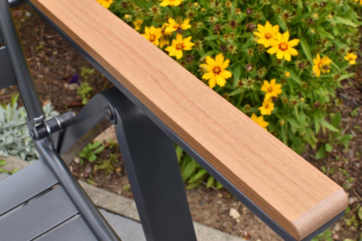 Gartentischgruppe Astros 5 -Teilig. Graphitfarben/Natur - Graphitfarben/Naturfarben, KONVENTIONELL, Kunststoff/Metall - Gardenson