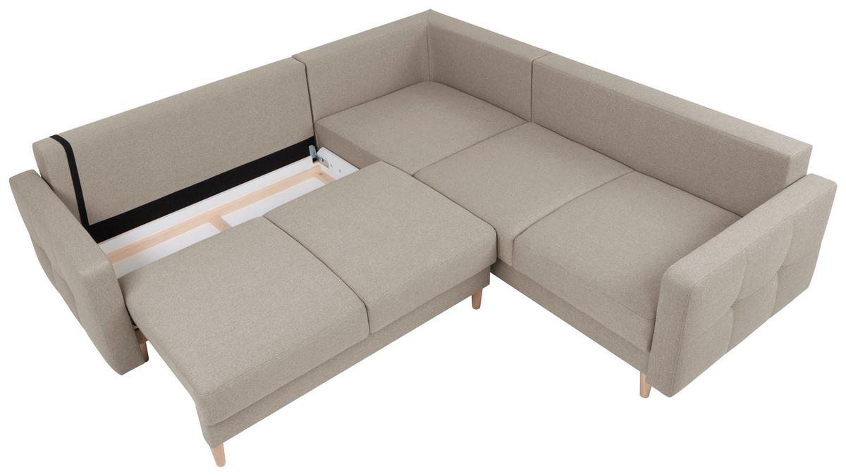 Eckschlafsofa Noret Beige S: 242/242 cm - Beige/Eiche Wotan, KONVENTIONELL, Textil (242/242cm) - MID.YOU