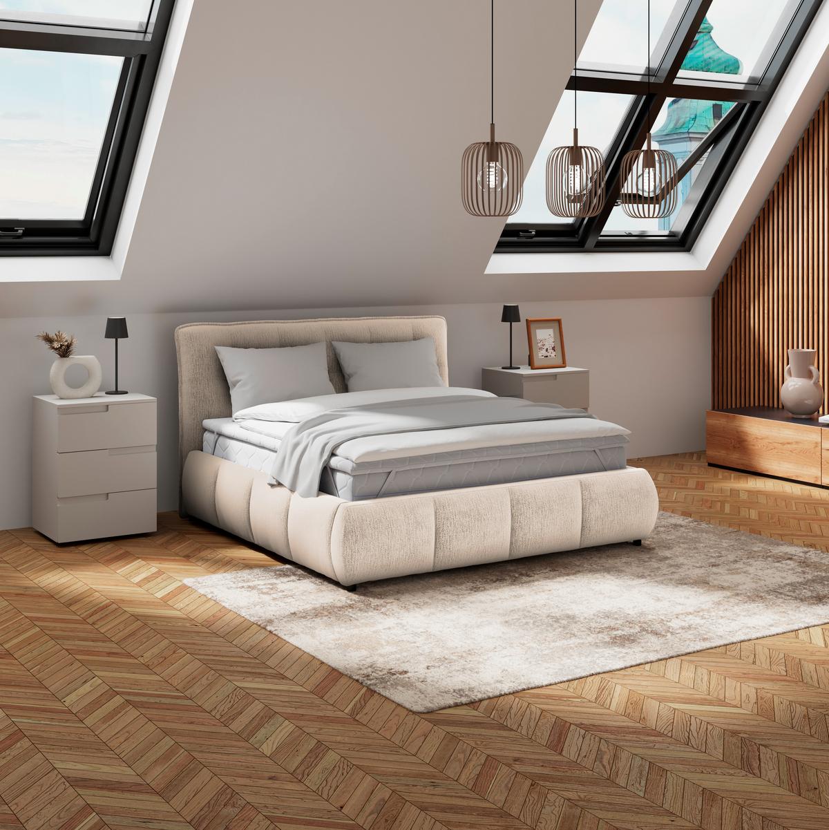 Polsterbett Limo Beige 140x200 cm - Beige/Schwarz, KONVENTIONELL, Holz/Holzwerkstoff (140/200cm) - James Wood