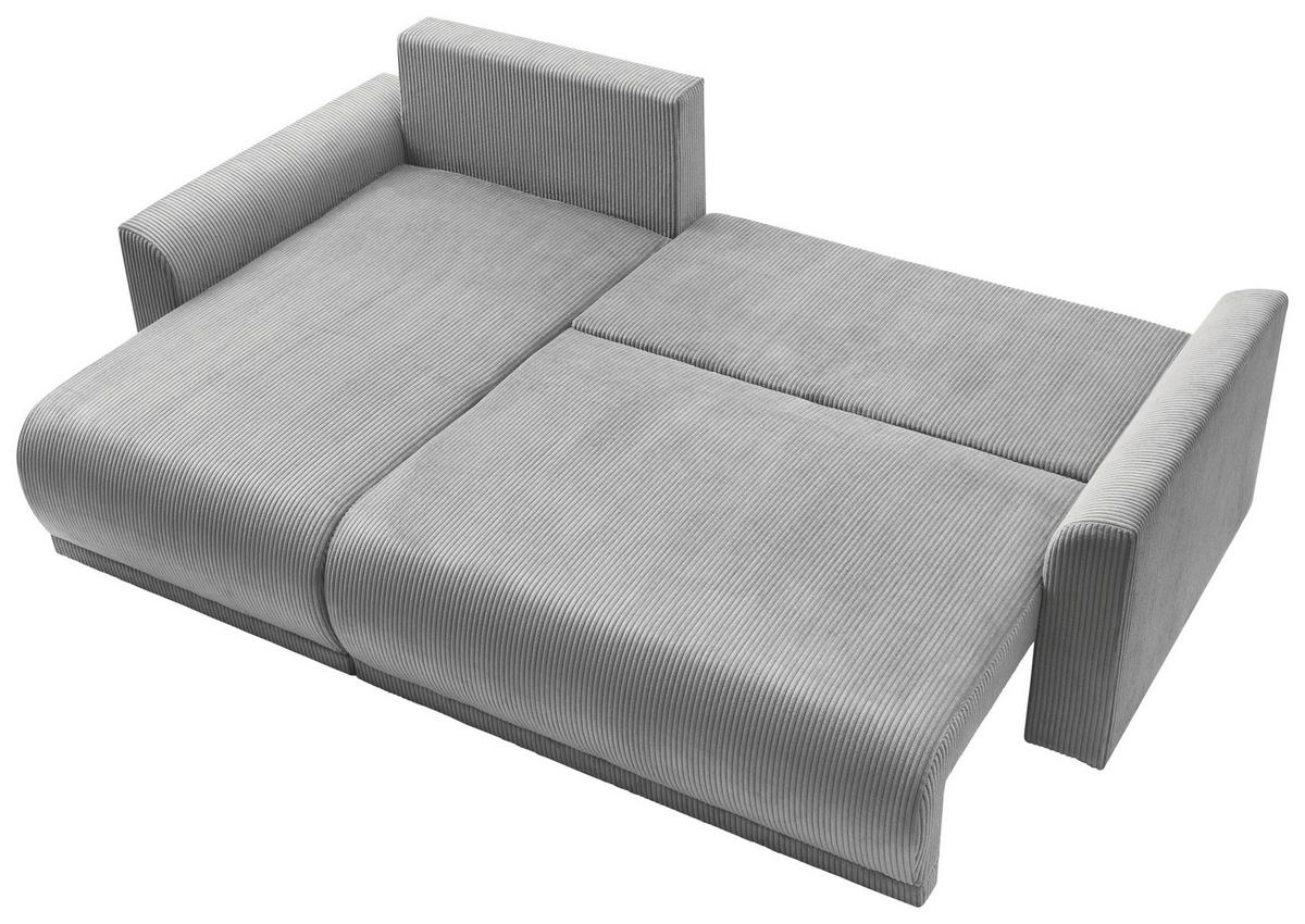 Rohová sedačka KIM L146, oboustranná, šedý manšestr - šedá, Moderní, dřevo (233/146cm)