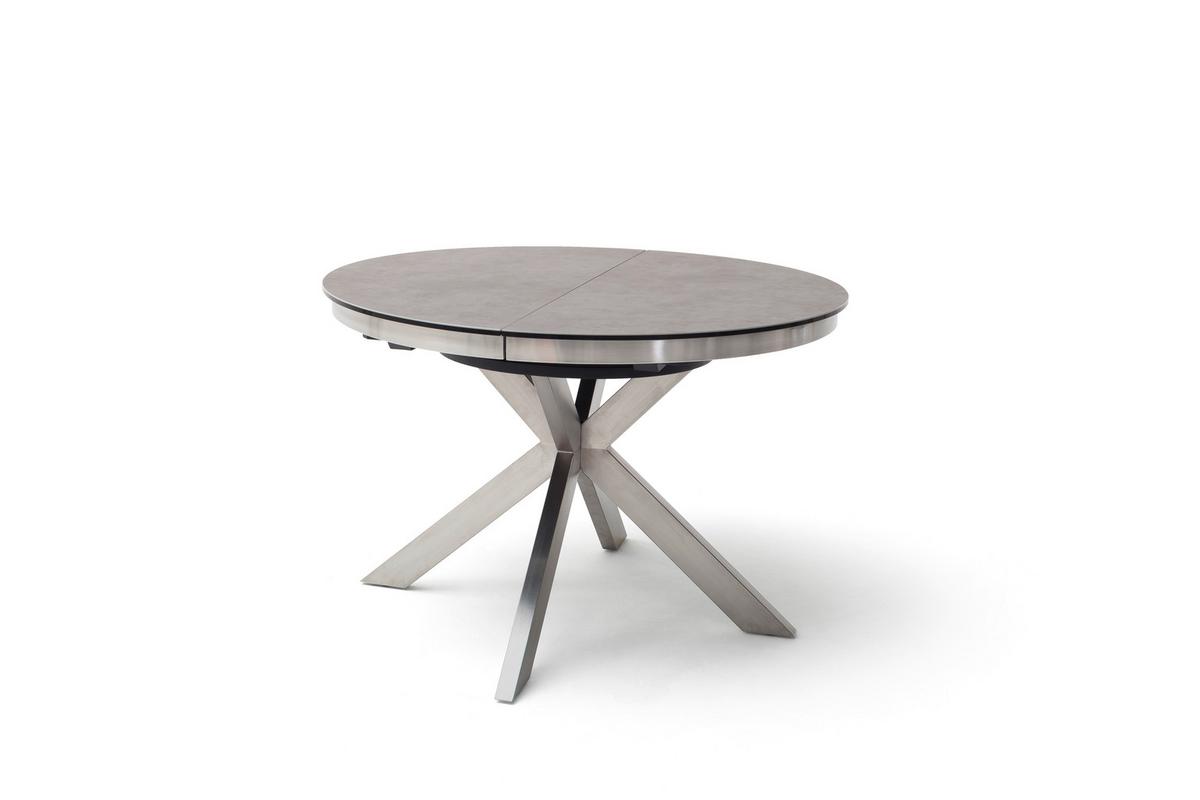 Esstisch ausziehbar Winnipeg 120-160x120 cm Anthrazit - Edelstahlfarben/Anthrazit, Design, Keramik/Metall (120/120/76cm) - Livetastic