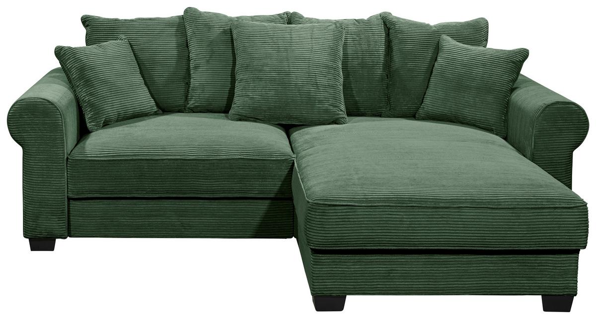 Ecksofa M. Bettkasten Maureen Dunkelgrün - Dunkelgrün/Schwarz, KONVENTIONELL, Textil (255/185cm) - MID.YOU