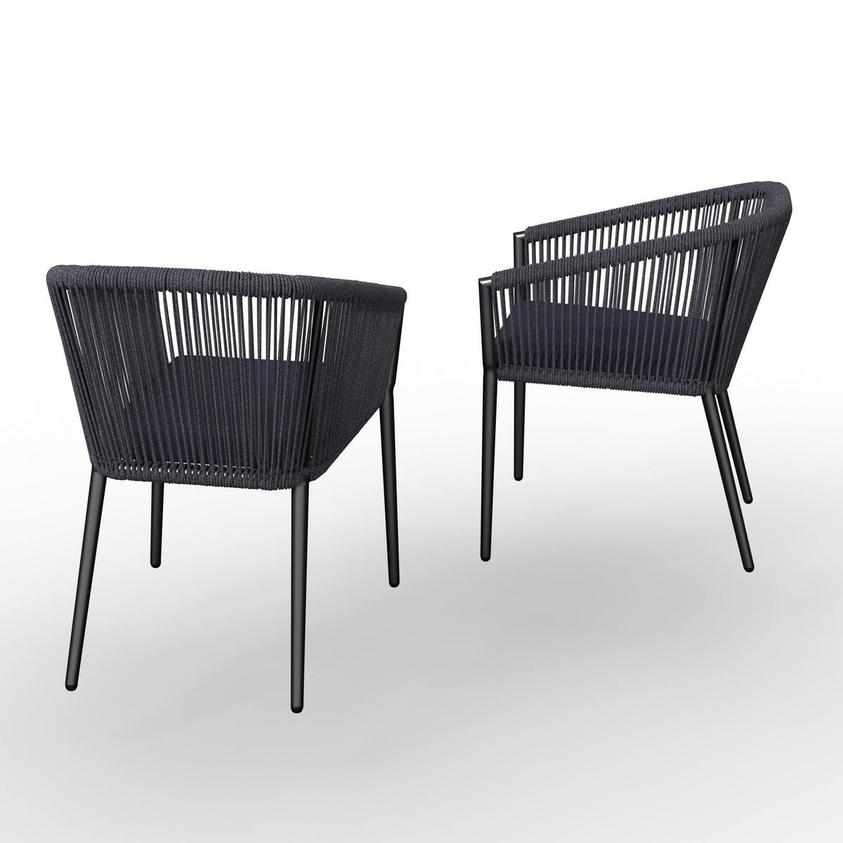SADA ZAHRADNÍCH KŘESEL BENICIA - modrá/černá, Moderní, kov/textil (55/76/63cm) - Bessagi Garden