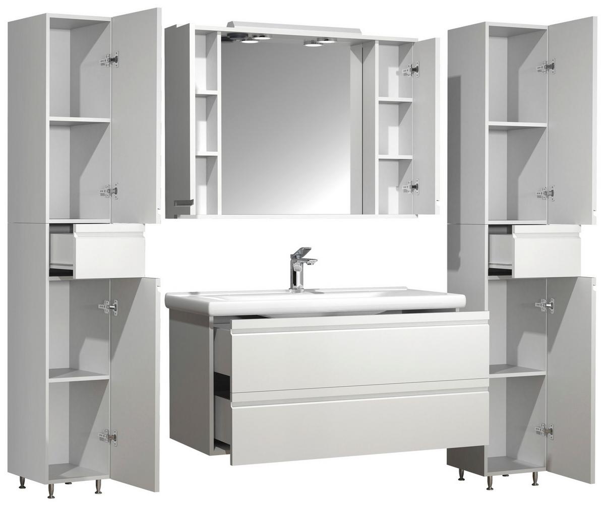 Badezimmer Silora Xl - Weiß, MODERN, Glas/Keramik (160cm) - MID.YOU