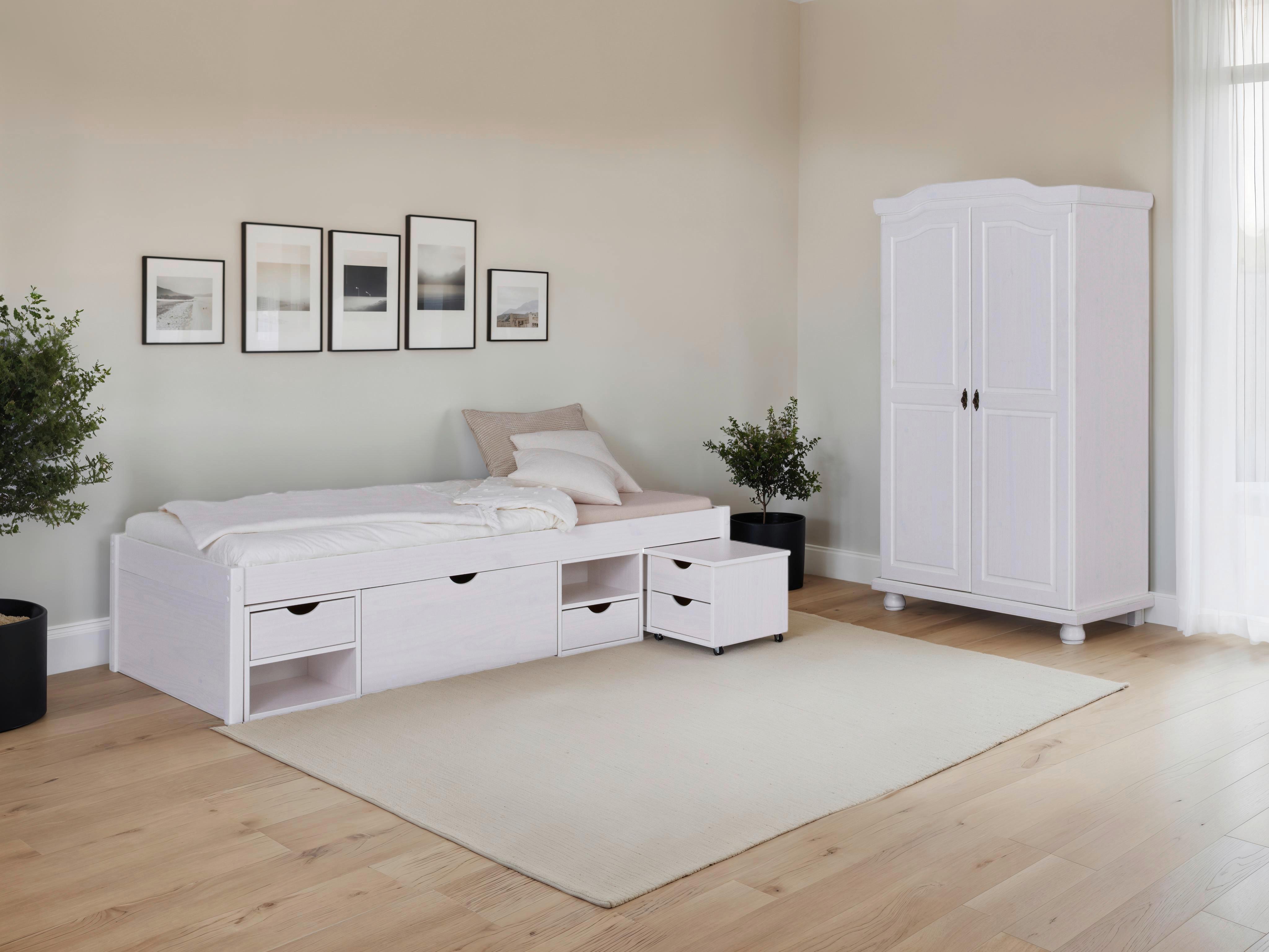 EINZELZIMMER Hedda Weiß 3-teilig - Weiß/Naturfarben, MODERN, Holz - MID.YOU
