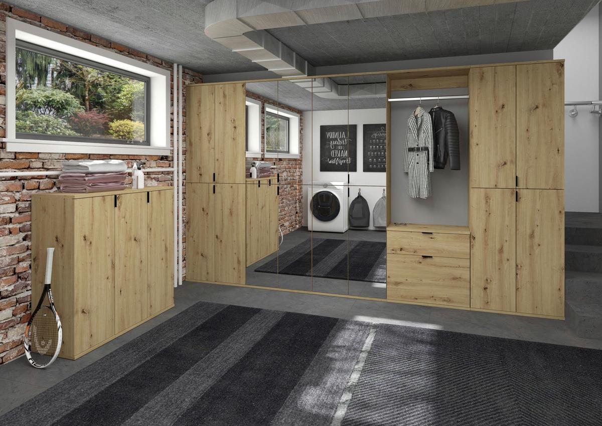 Garderobe Projekt X Eiche Artisan B: 183 cm - KONVENTIONELL, Glas/Holzwerkstoff (183/193/34cm) - MID.YOU