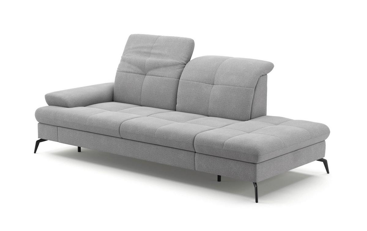 Récamiere Amica E, Hellgrau B: 231 Cm - Hellgrau/Schwarz, KONVENTIONELL, Textil (231/90/122cm) - Sit & More