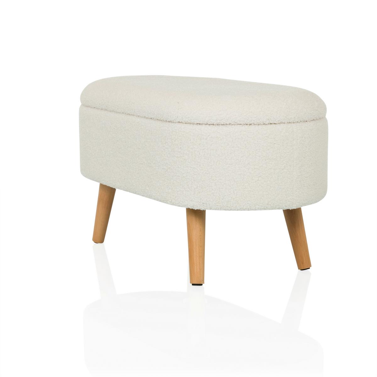 Hocker Storiano Weiß B: 82 Cm - Eichefarben/Weiß, MODERN, Textil (82/43/47cm) - MID.YOU