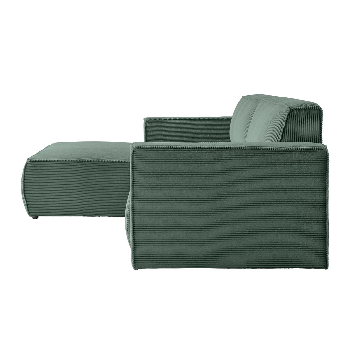 Rohová sedačka LOFT, ľavá, tmavozelený menčester - čierna/svetlozelená, Modern, textil/plast (172/75/265cm) - Mömax