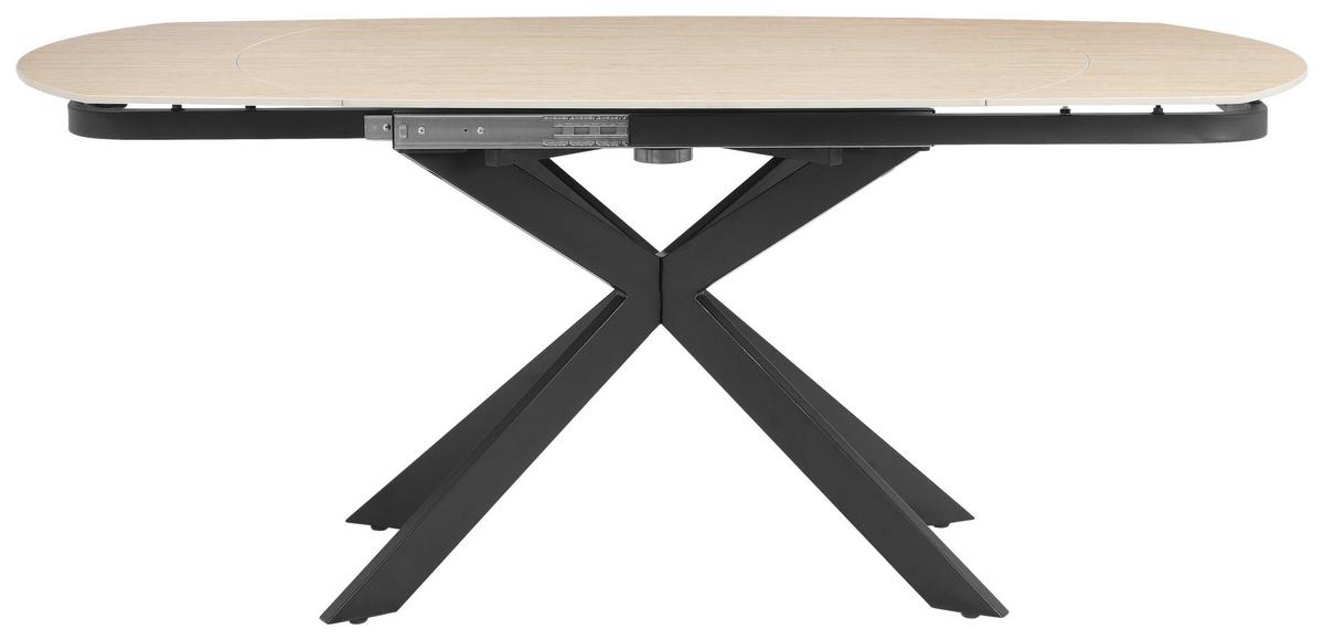 Esstisch Senna Schwarz/Beige L: 120-180 cm - Beige/Schwarz, MODERN, Stein/Metall (120-180/90/75.5-79cm) - P & B