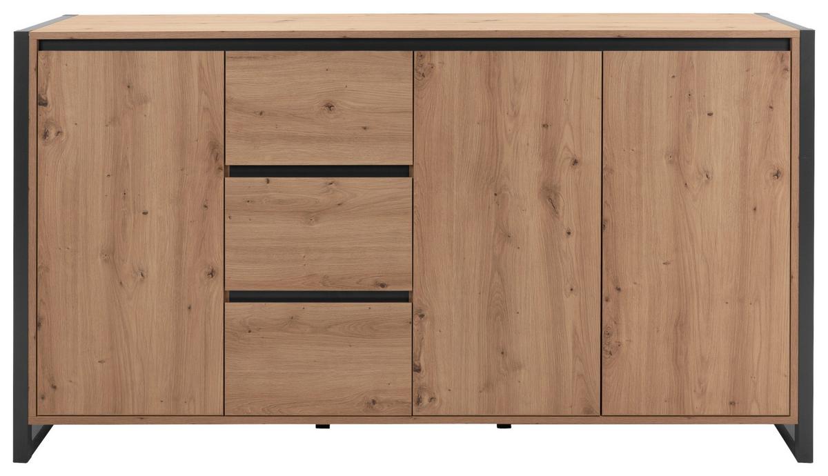 Kommode 160cm Denver 3 Eiche Dekor - Eichefarben/Anthrazit, KONVENTIONELL, Holzwerkstoff (160/88/40cm) - MID.YOU