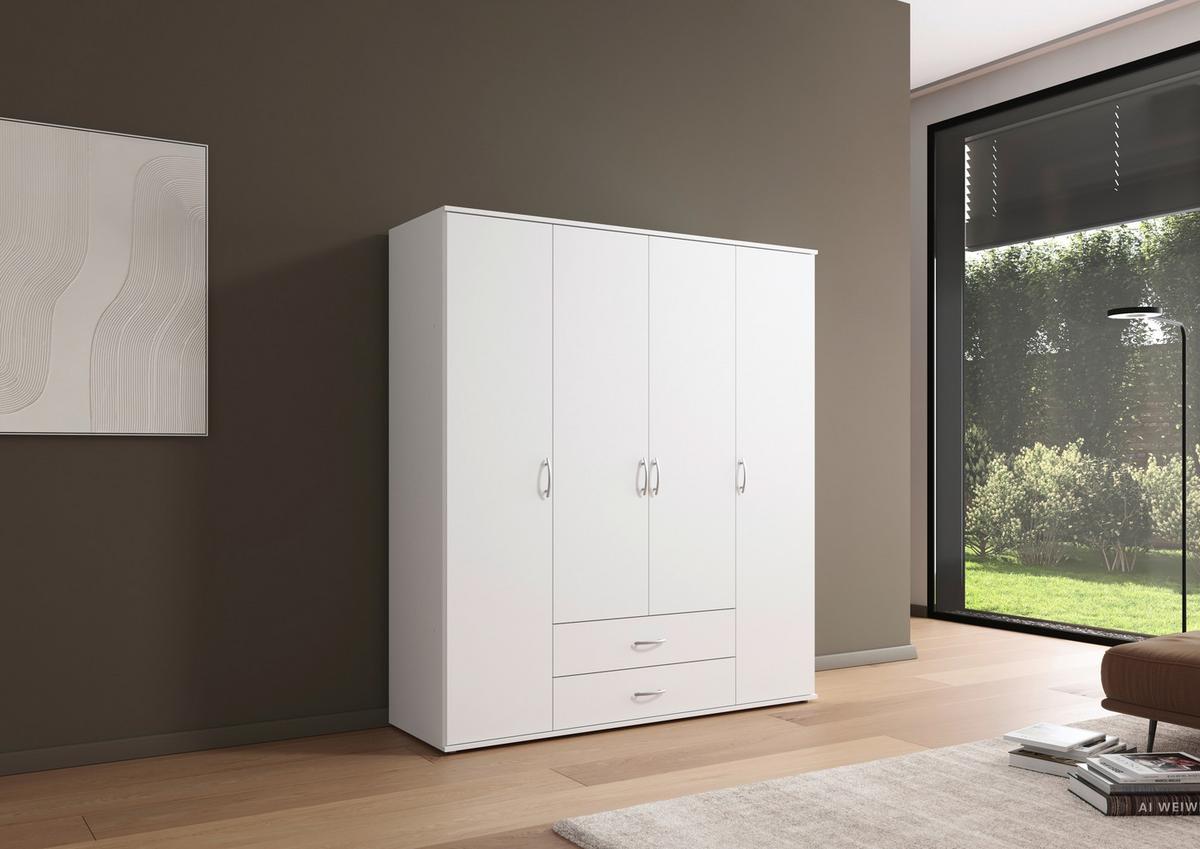 Drehtürenschrank Mit Schubladen 168cm Paul 4 - Weiß, KONVENTIONELL, Holzwerkstoff (168/188/52cm)