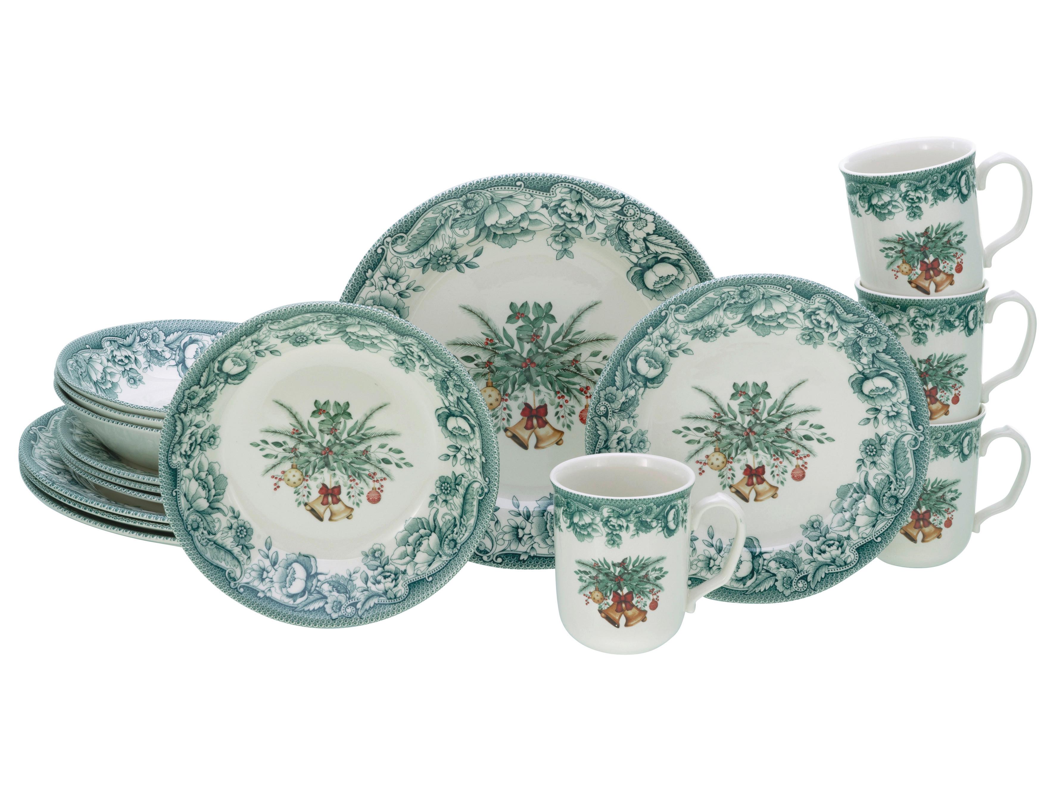 Kombiservice Weihnachten 16--Teilig., Grün - Grün, Basics, Keramik - Creatable
