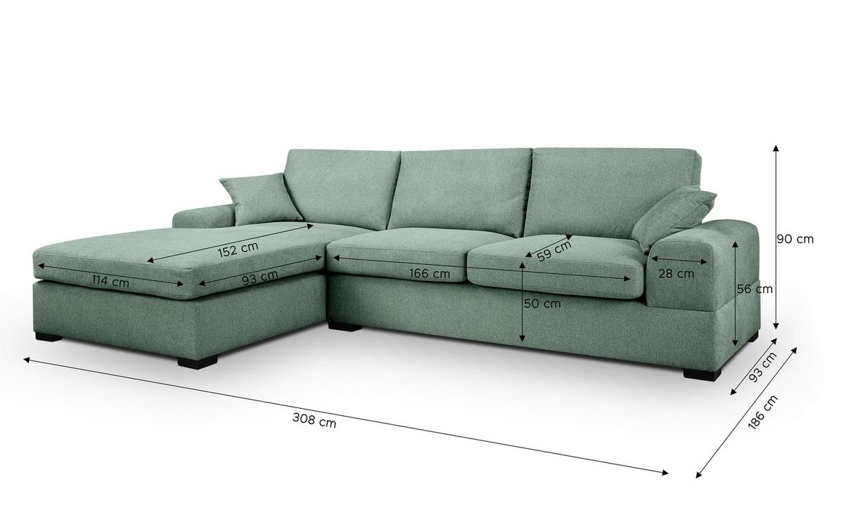 Ecksofa Veda Petrol S: 308x186 cm - Beige/Petrol, Basics, Holz/Textil (308/186cm) - MID.YOU