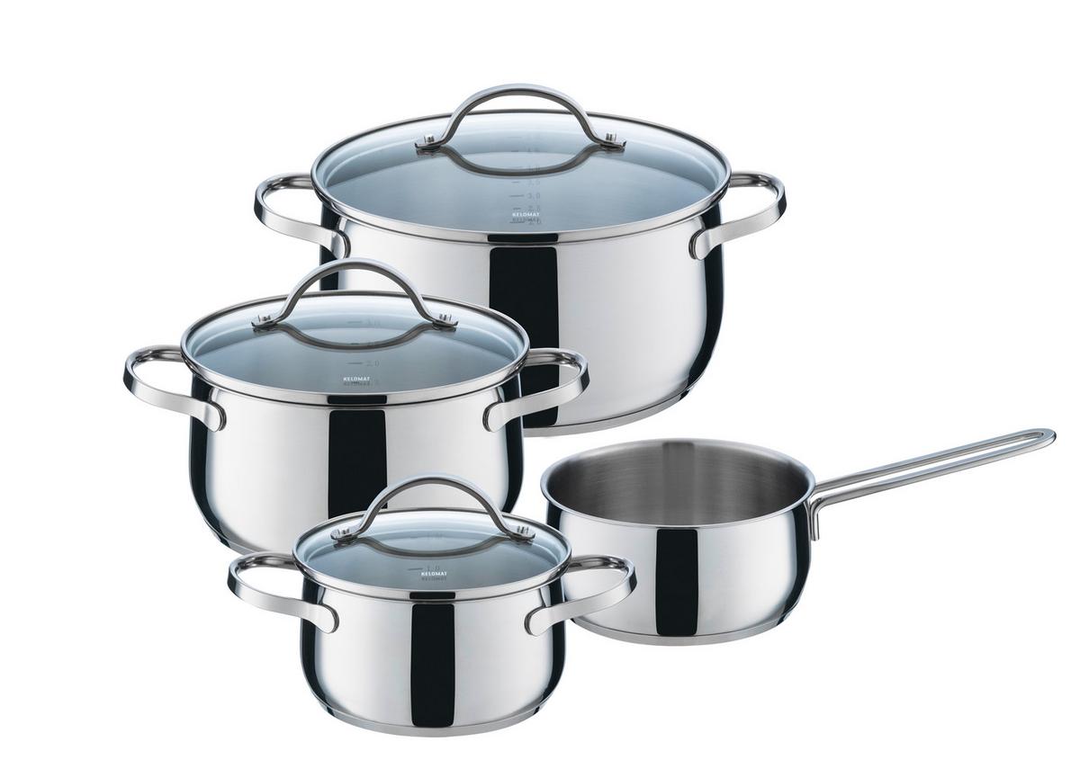 Kochtopfset km Bellano - Edelstahlfarben, Basics, Metall (48,3/27,2/19,30cm) - Kelomat