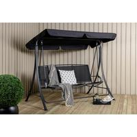 Hollywoodschaukel Madras - Schwarz, KONVENTIONELL, Textil/Metall (203/160/122cm) - Gardenson