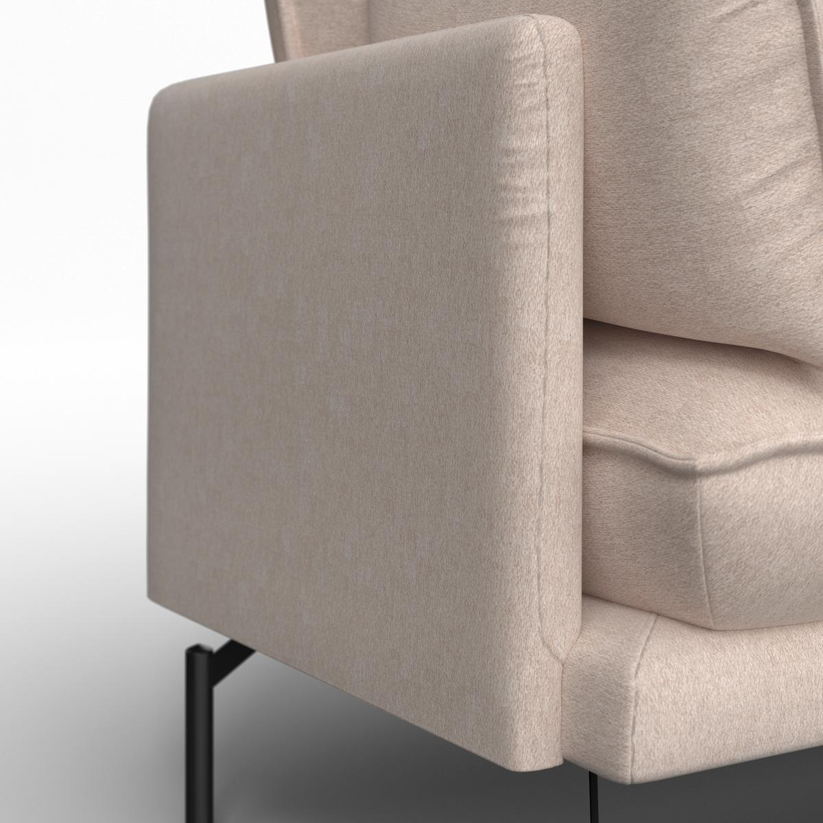 Rohová sedačka ROSA, pravá, béžová tkanina, vzhled lnu - černá/béžová, Moderní, kov/dřevo (226/163cm) - Bessagi Home