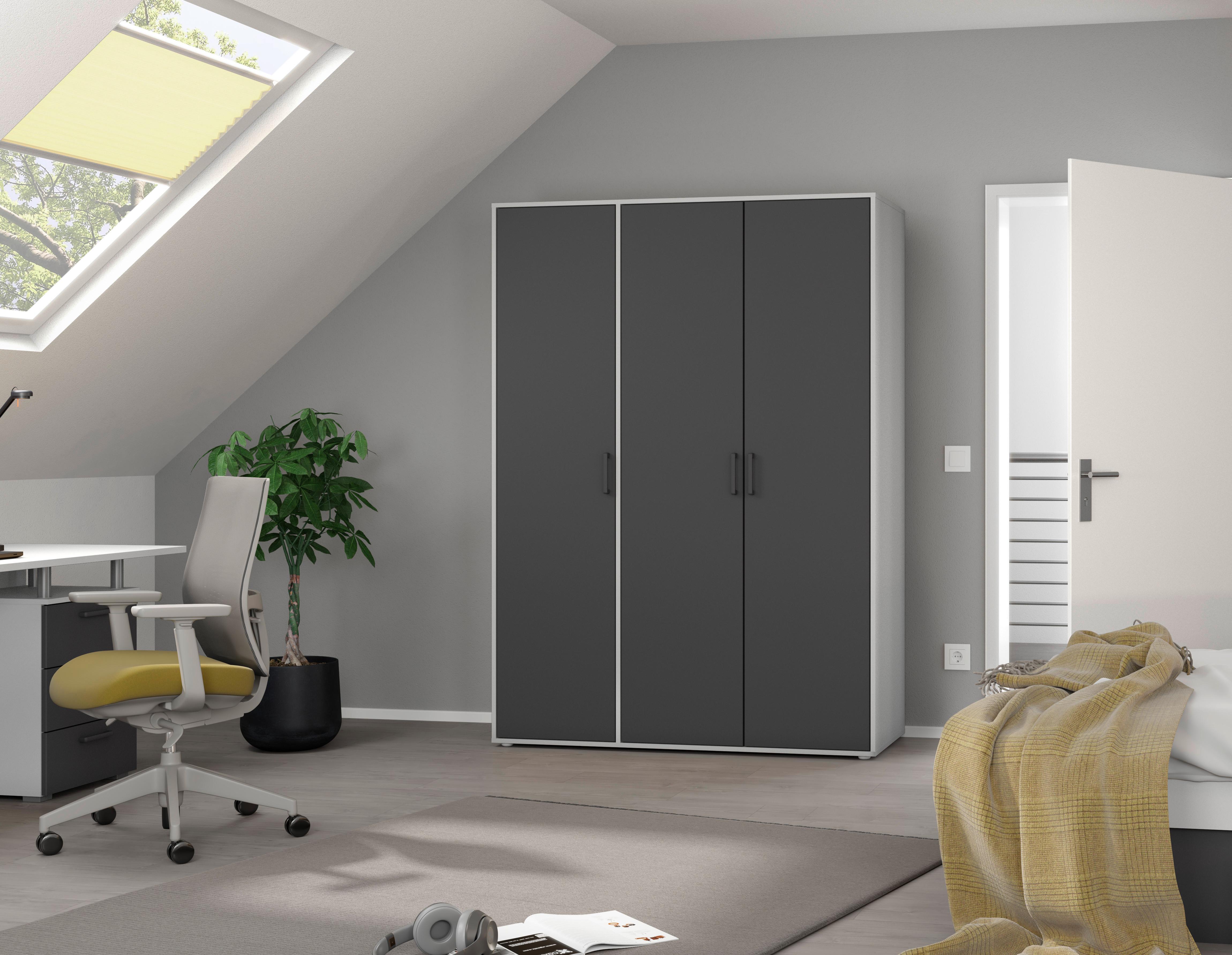 Drehtürenschrank Voyager Weiß,grau B: 140 cm - Weiß/Grau, MODERN, Holzwerkstoff (140/194/53cm) - Rauch Möbel