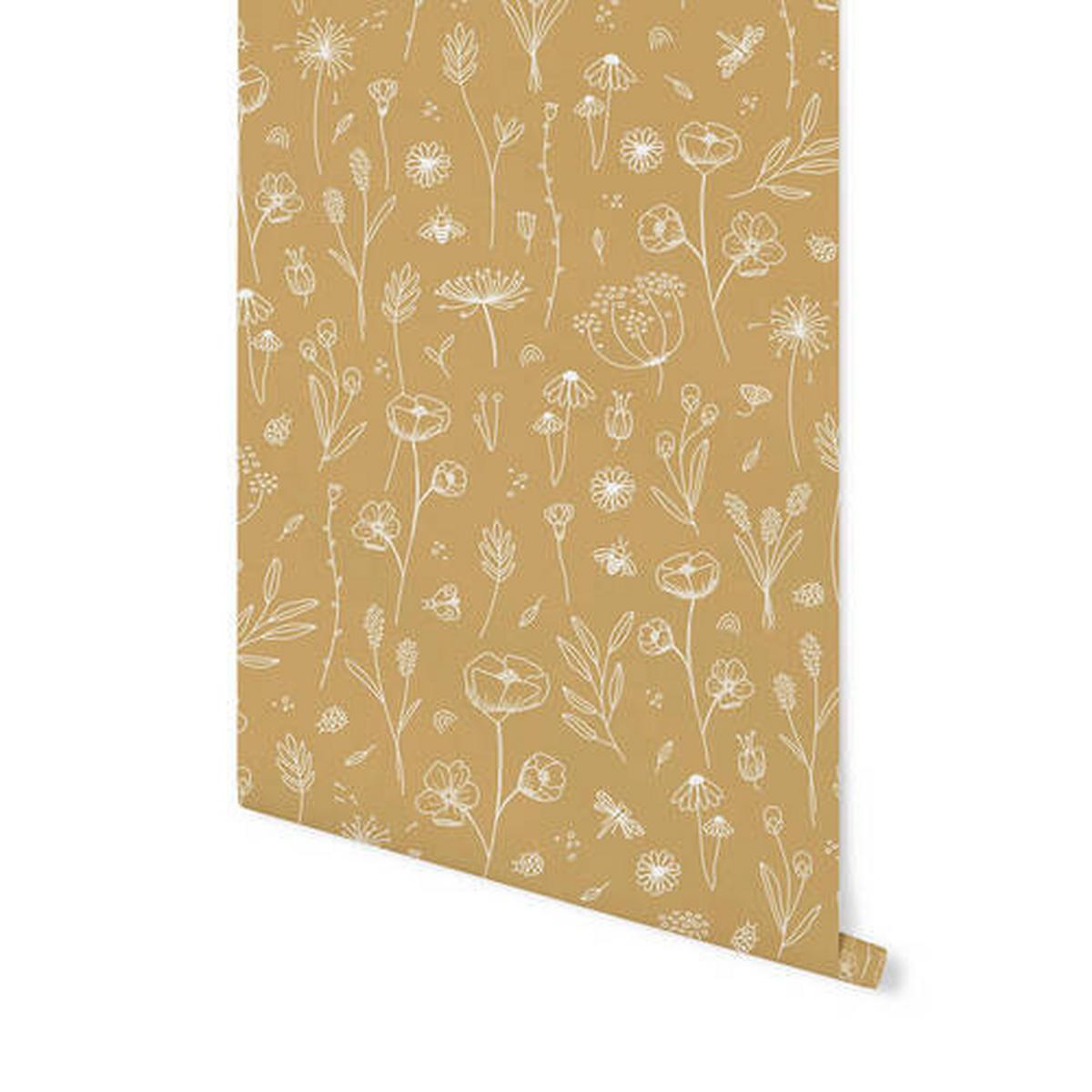Vliestapete Wild Flowers Gelb - Gelb, Basics, Papier/Kunststoff (52/1005cm)