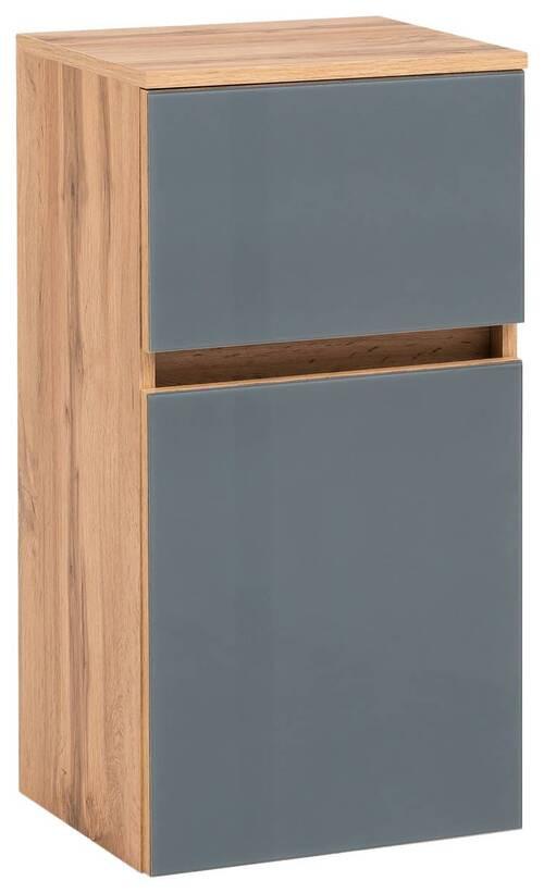 Unterschrank grifflos Helsinki B: 40cm Grau/Eiche Dekor - Eichefarben/Silberfarben, KONVENTIONELL, Glas/Holzwerkstoff (40/79/35cm) - Held