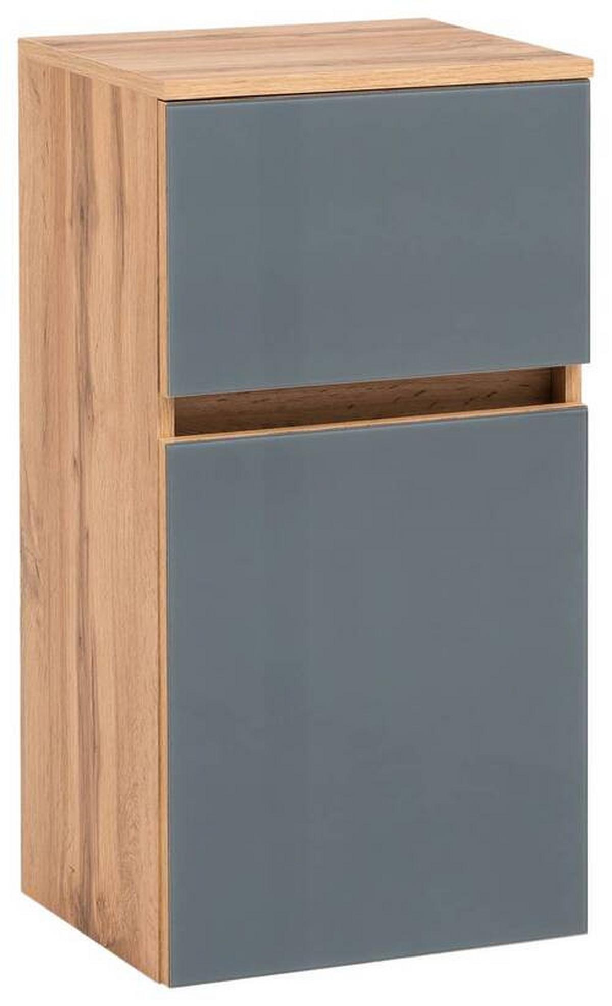 Unterschrank grifflos Helsinki B: 40cm Grau/Eiche Dekor - Eichefarben/Silberfarben, KONVENTIONELL, Glas/Holzwerkstoff (40/79/35cm) - Held