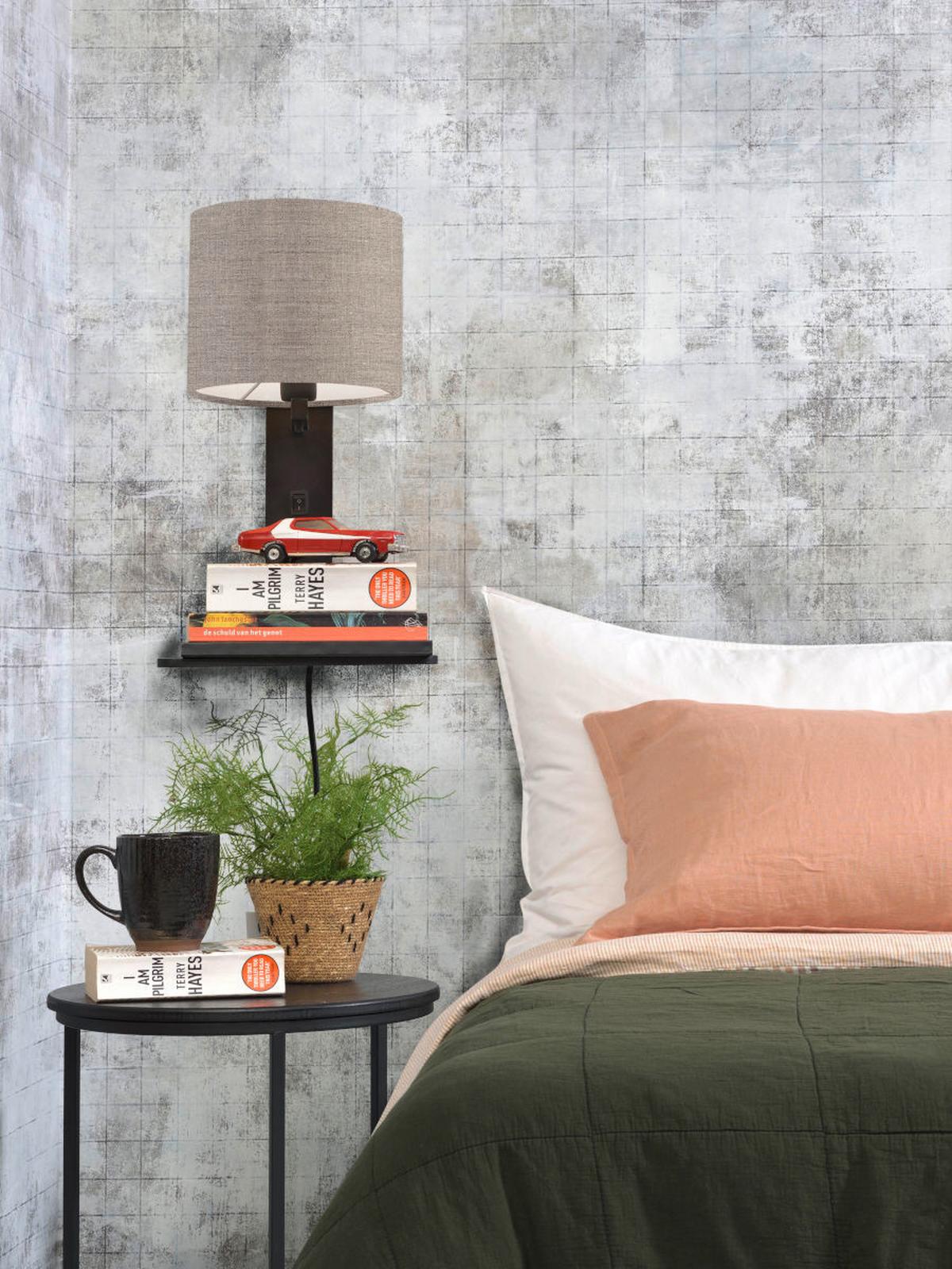 Wandleuchte Andes/W1/B/1815/Ld - Schwarz, Trend, Holz/Textil (19/24/36cm) - Good & Mojo