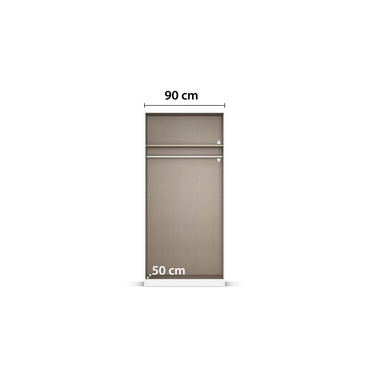 Drehtürenschrank Mit Spiegel 91cm Reflect Alpinweiß - Silberfarben/Weiß, MODERN, Holzwerkstoff (91/210/54cm)