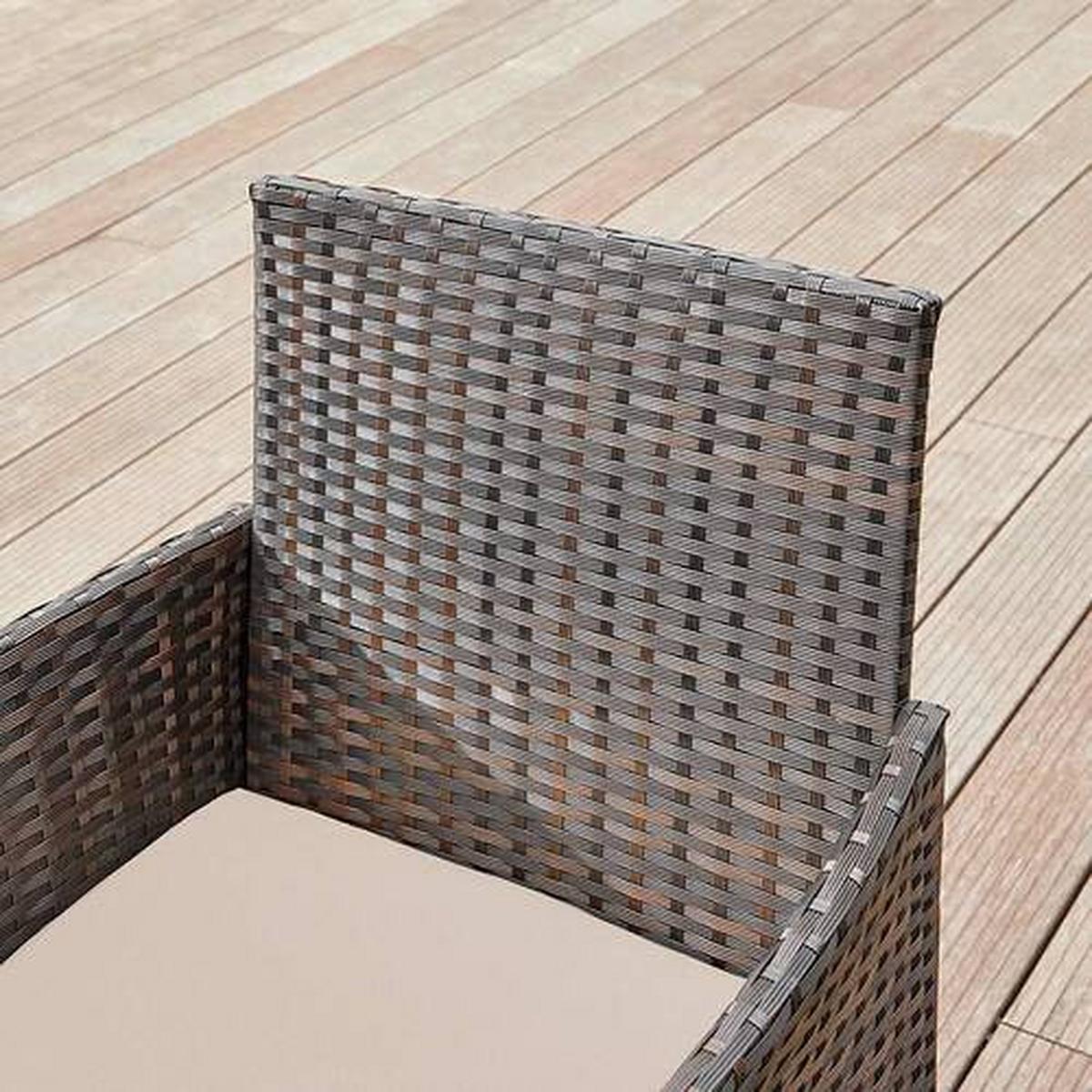 Gartenset 4-tlg. Dunkelbraun Inkl. Tisch Mit Glasplatte - Dunkelbraun/Beige, MODERN, Glas/Kunststoff - Modante