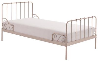 Mit geschwungenen Verzierungen Kinderbett aus Metall in Rosa für Mädchen