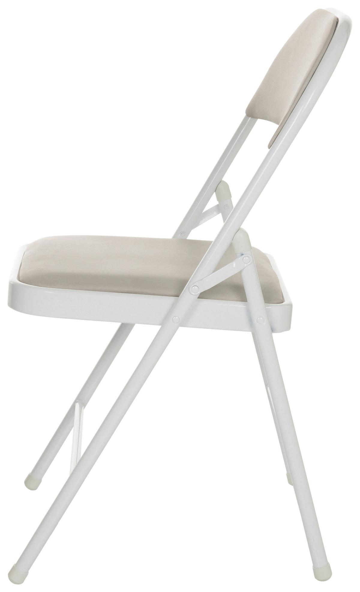 Klappstuhl Tudela W - Weiß/Grau, Basics, Leder/Metall (44/80/49cm) - MID.YOU
