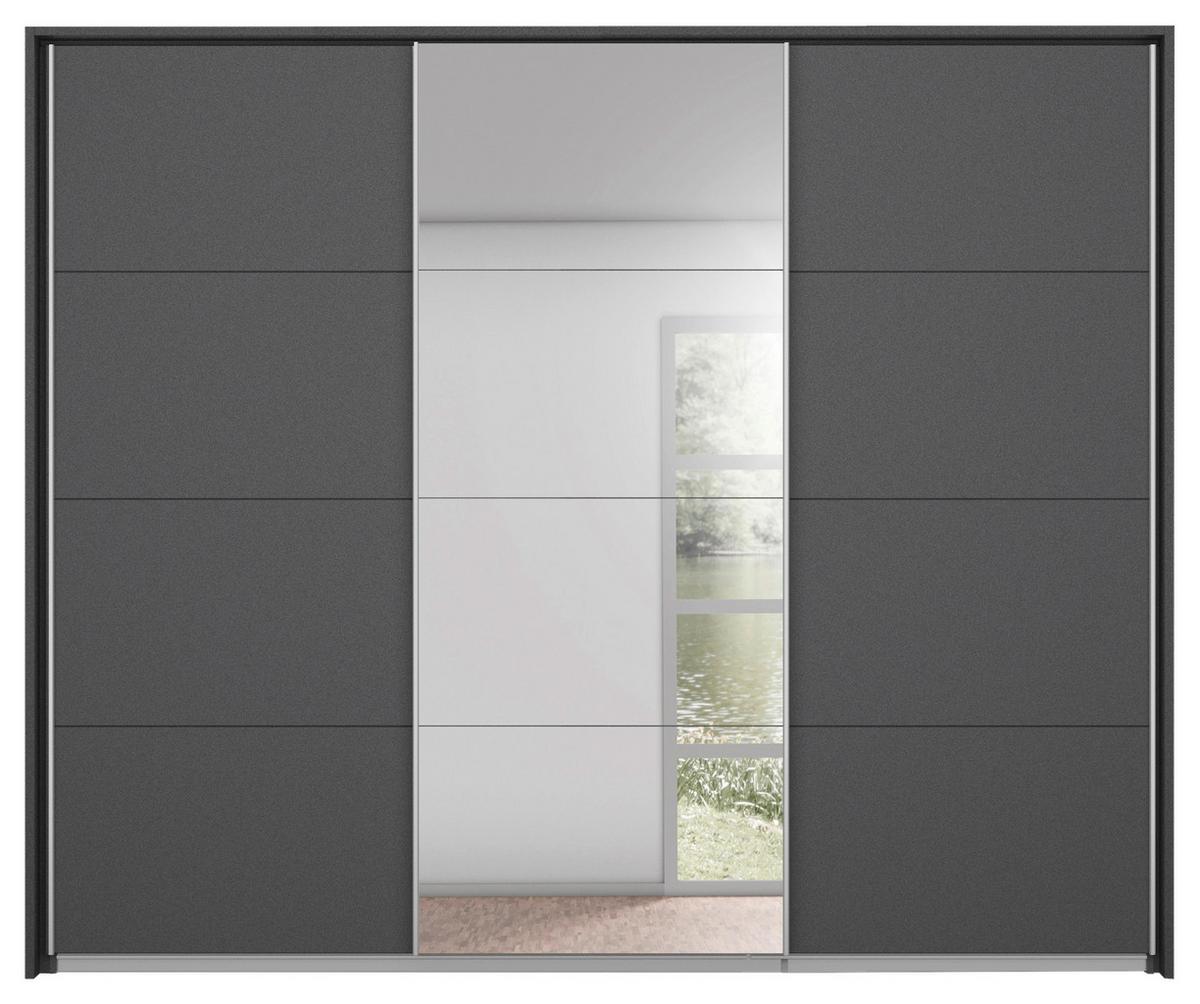 Schwebetürenschrank mit Spiegel B: 271 cm Miami, Grau Metallic - Grau, MODERN, Holzwerkstoff (271/210/62cm) - Luca Bessoni