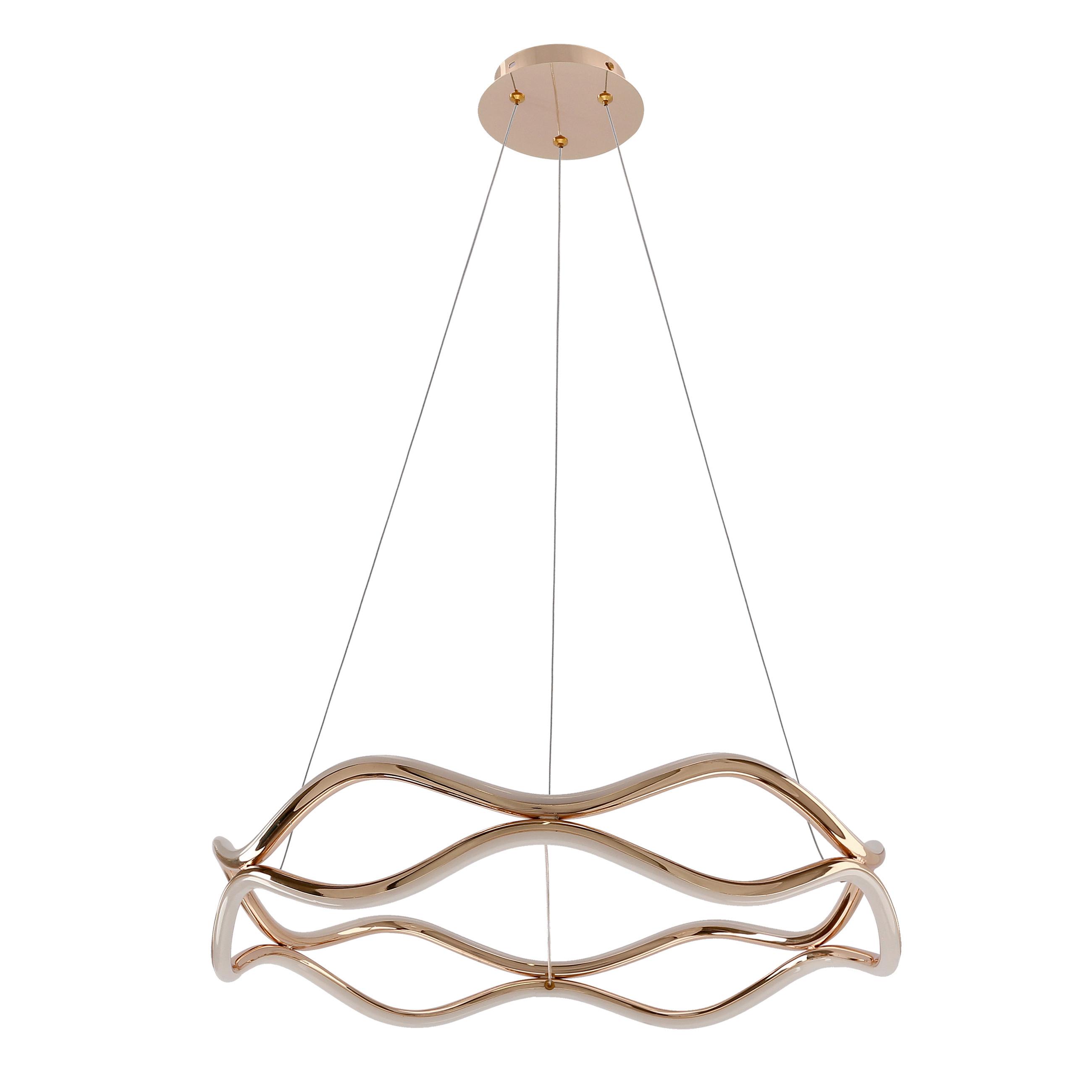LED-Pendelleuchte 34-35653 Vave - Weiß/Bronzefarben, Design, Kunststoff/Metall (50/50/100cm)