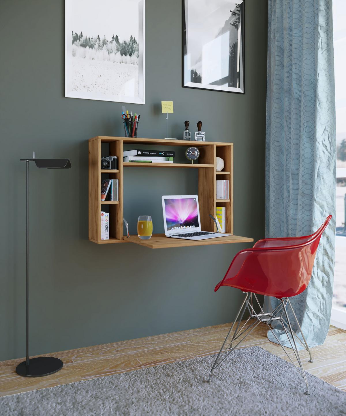 Laptoptisch Wandila B: 90cm Eichefarben - Eichefarben/Honig, Basics, Holzwerkstoff (90/20/60cm) - MID.YOU