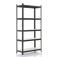 Schwerlastregal Theo - Schwarz, Trend, Holzwerkstoff/Metall (90/40/180cm) - Homezone