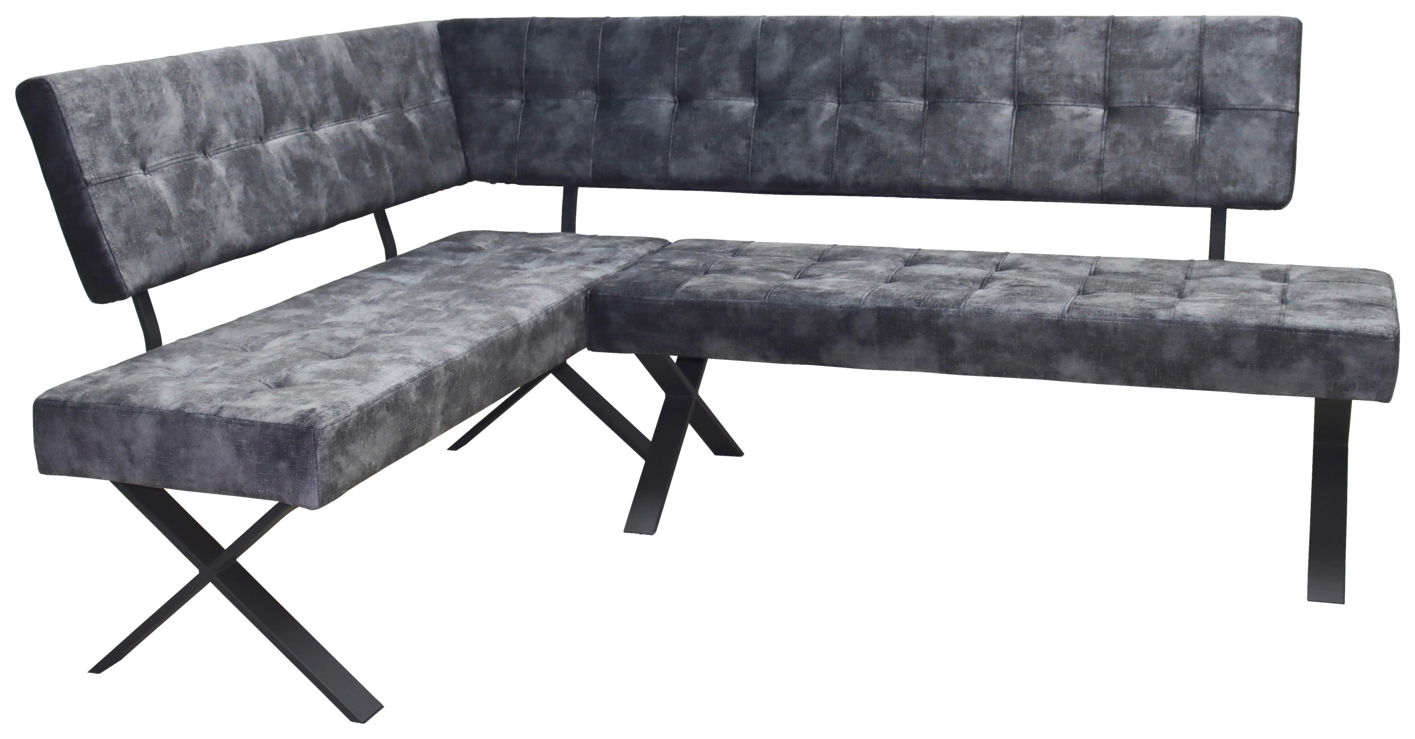 Eckbank Anthrazit Webstoff Donna Re 150x200 Cm - Anthrazit/Schwarz, MODERN, Textil/Metall (150/200cm)