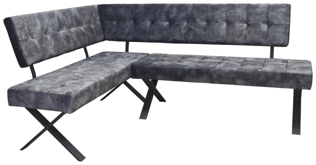 Eckbank Anthrazit Webstoff Donna Re 150x200 Cm - Anthrazit/Schwarz, MODERN, Textil/Metall (150/200cm)