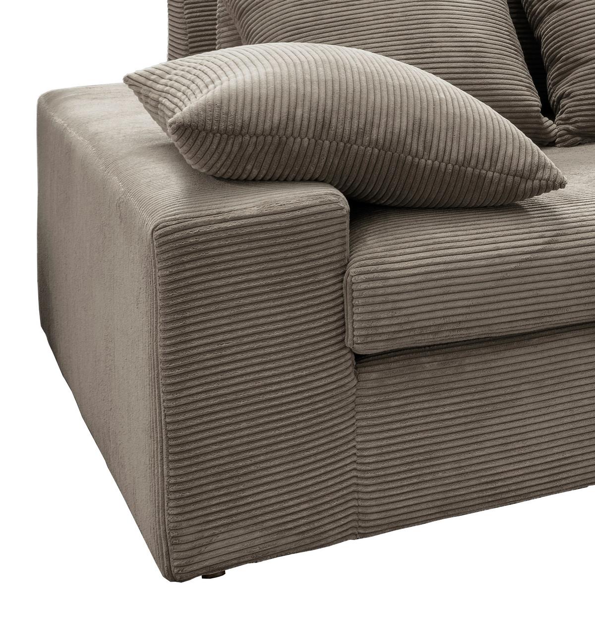 Ecksofa Avellino Graubraun S: 278/200 cm - Graubraun/Schwarz, MODERN, Textil (278/200cm) - Livetastic