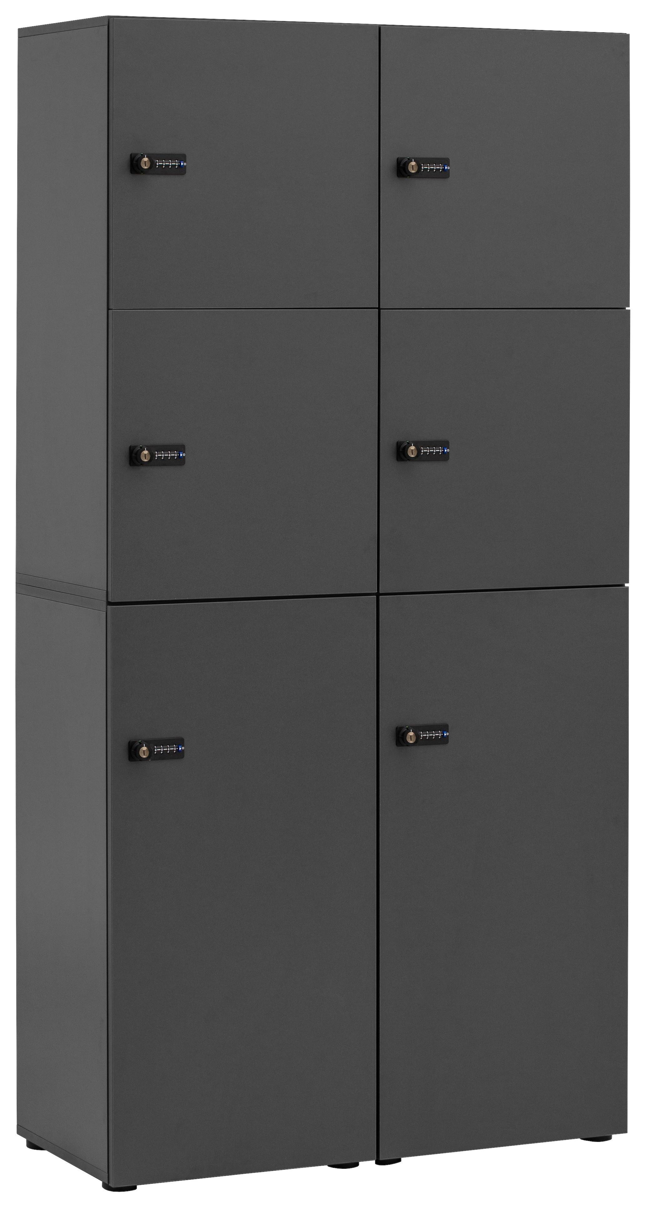 Spind Locked, Anthrazit B: 90,8 cm - Anthrazit/Weiß, Design, Holzwerkstoff (90,8/185,2/40,65cm) - MID.YOU