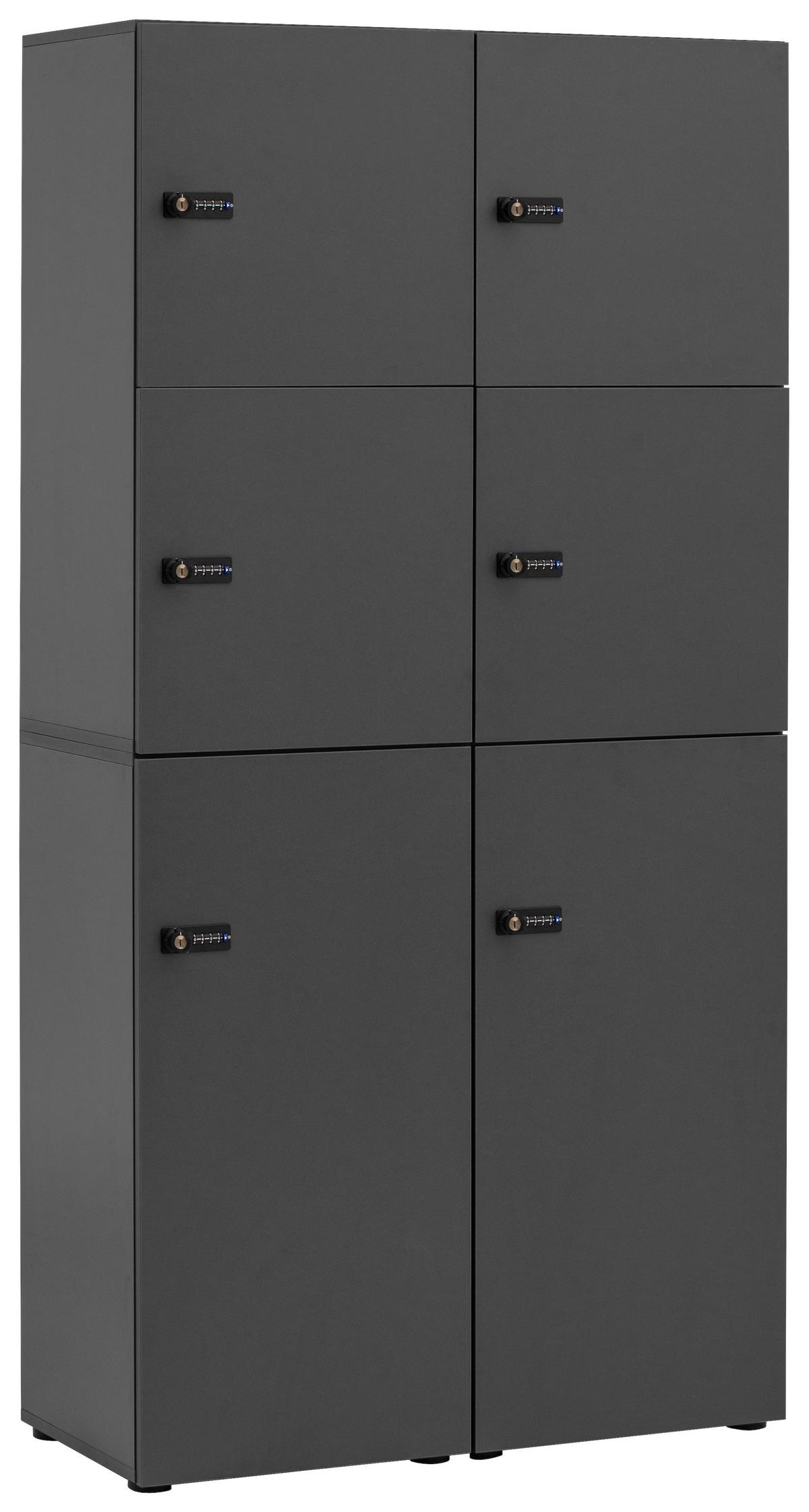 Spind Locked, Anthrazit B: 90,8 cm - Anthrazit/Weiß, Design, Holzwerkstoff (90,8/185,2/40,65cm) - MID.YOU