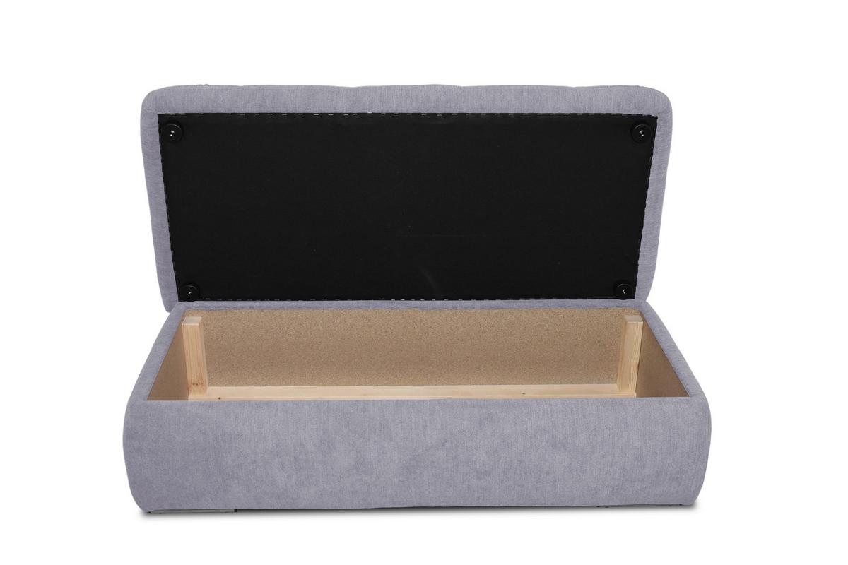 Hockerbank Moric Mikrofaser Grau H: 43 Cm Inkl. Stauraum - Chromfarben/Grau, KONVENTIONELL, Textil (136/43/64cm) - MID.YOU