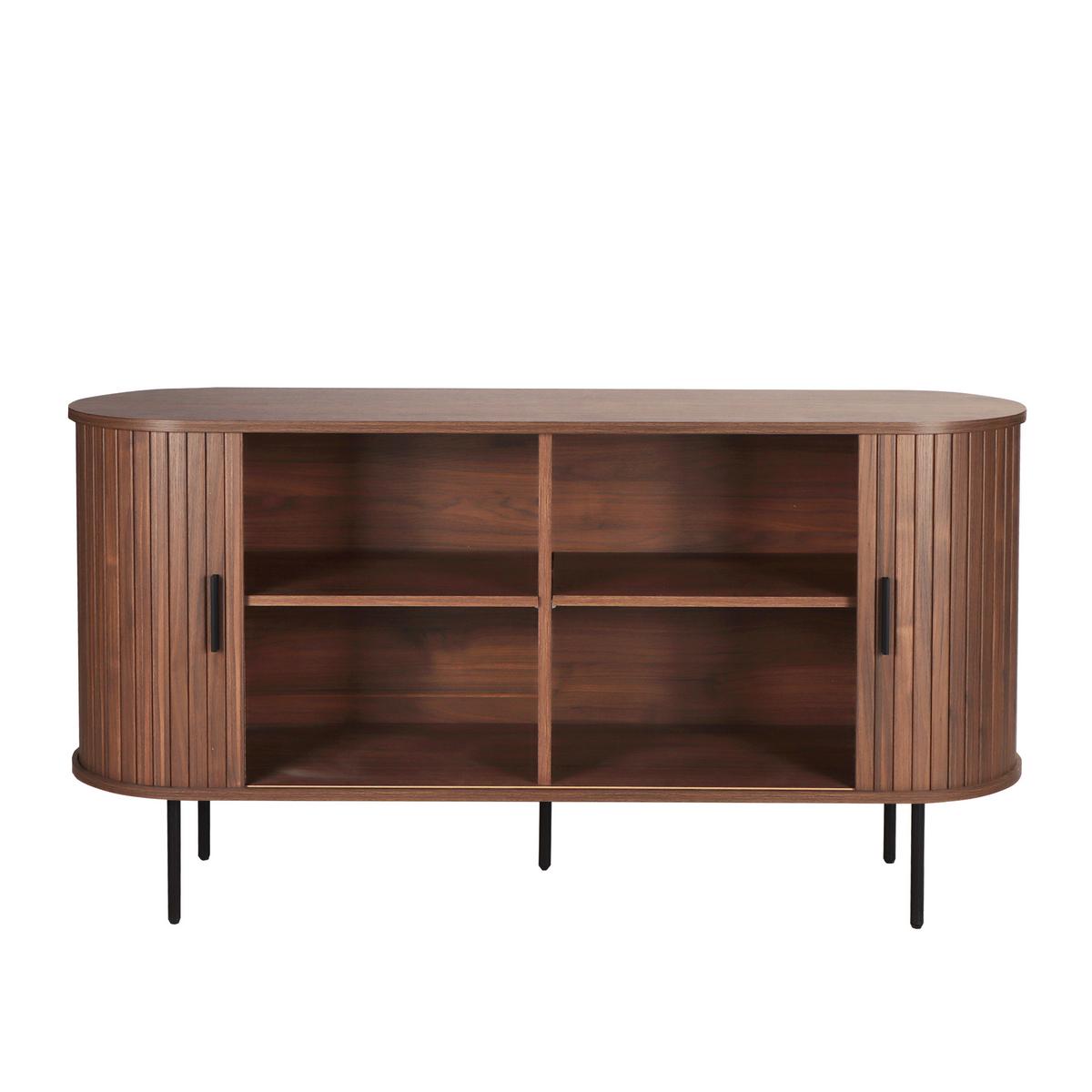 Sideboard Walnussfarben/schwarz, B:140cm - Walnussfarben/Schwarz, Design, Holzwerkstoff (140/76/40cm) - Livetastic