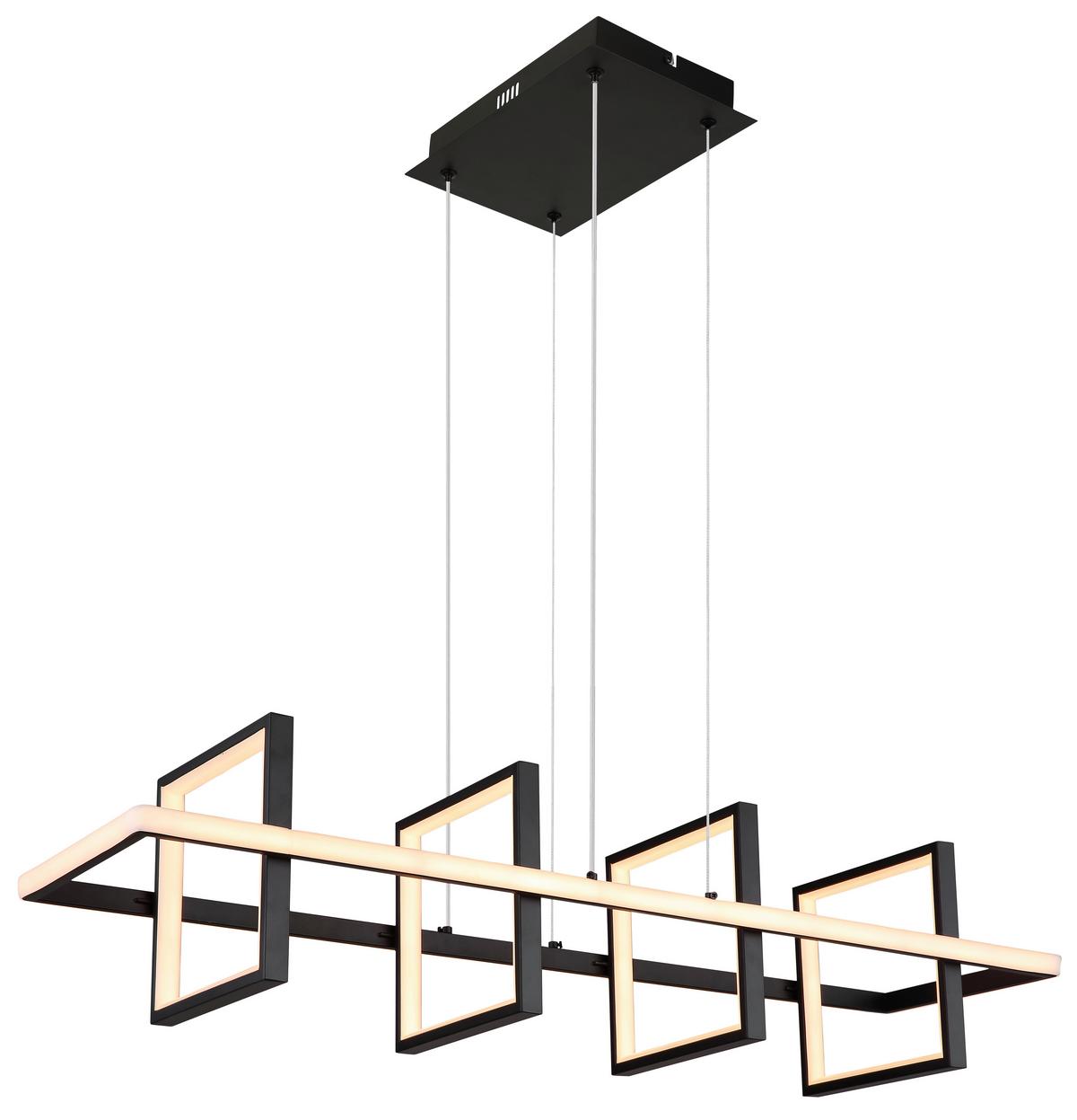 LED-Hängeleuchte 67194-60 - Opal/Schwarz, Design, Kunststoff/Metall (90/28cm) - Globo