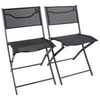 Gartenstuhl-Set Klappbar Sumila Metall, Textil - Schwarz, MODERN, Textil/Metall (45/79/46cm) - Ambia Garden